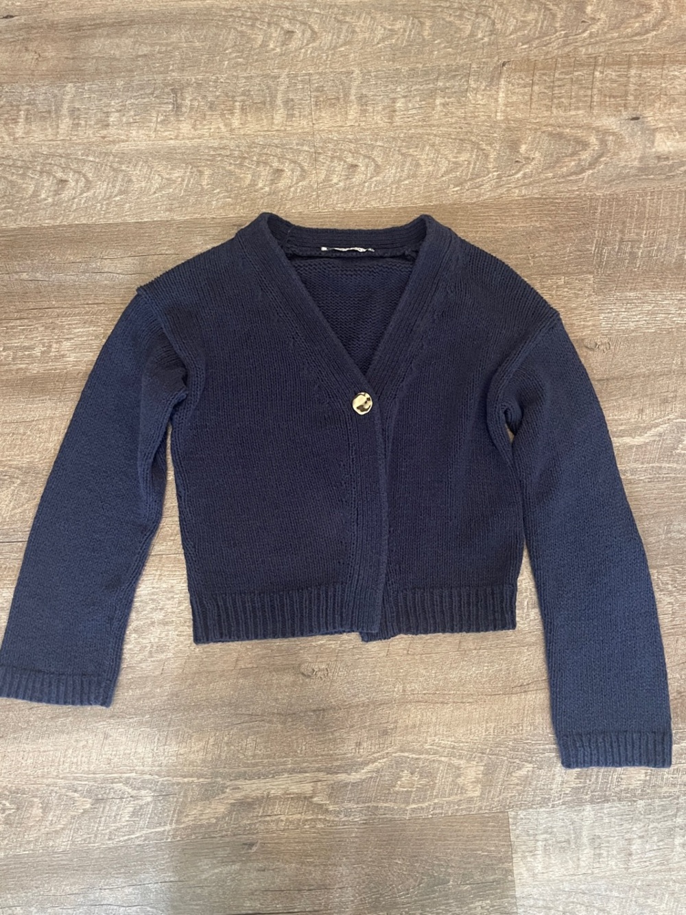 Abercrombie & Fitch Navy V-Neck Single-Button Cardigan